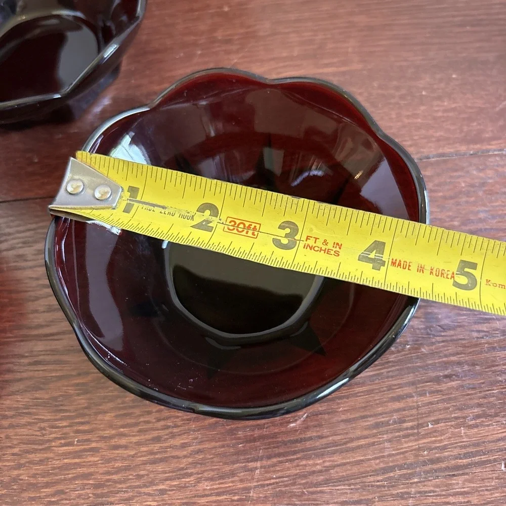 VINTAGE Crimson/Ruby Red‎ Glass Ice Cream/Fruit Cup - Mid 20Th Century  Set Of 6
